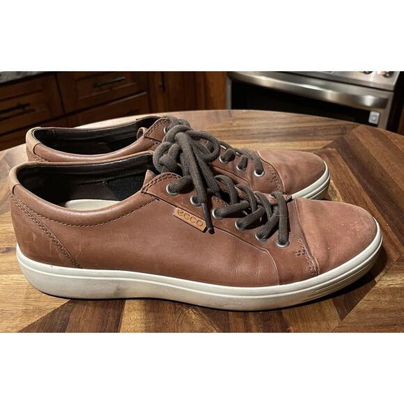 ECCO Shoes Sneakers Soft 7 Whiskey Brown Leather Casual Lace Up Cap Toe Size‎ 7 main image 6